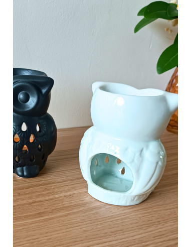 Brûle parfum Chouette en porcelaine et céramique.