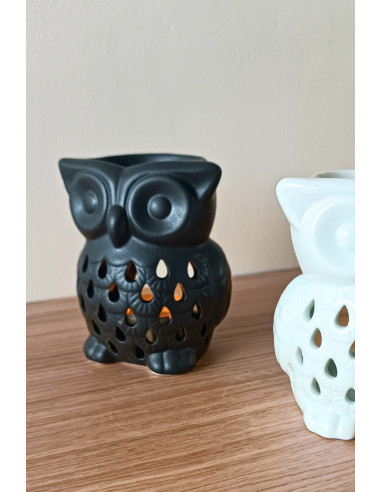 Brûle parfum Chouette en porcelaine et céramique.